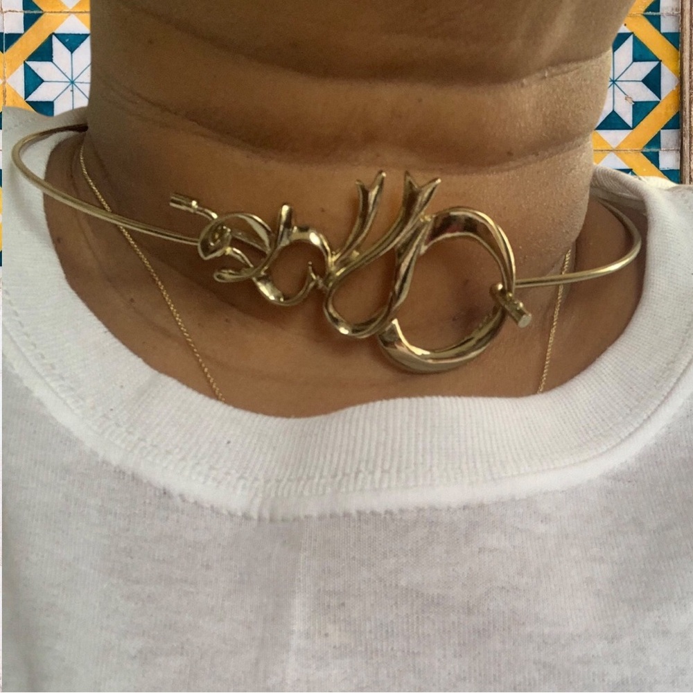 Gold Script Name Choker Necklace